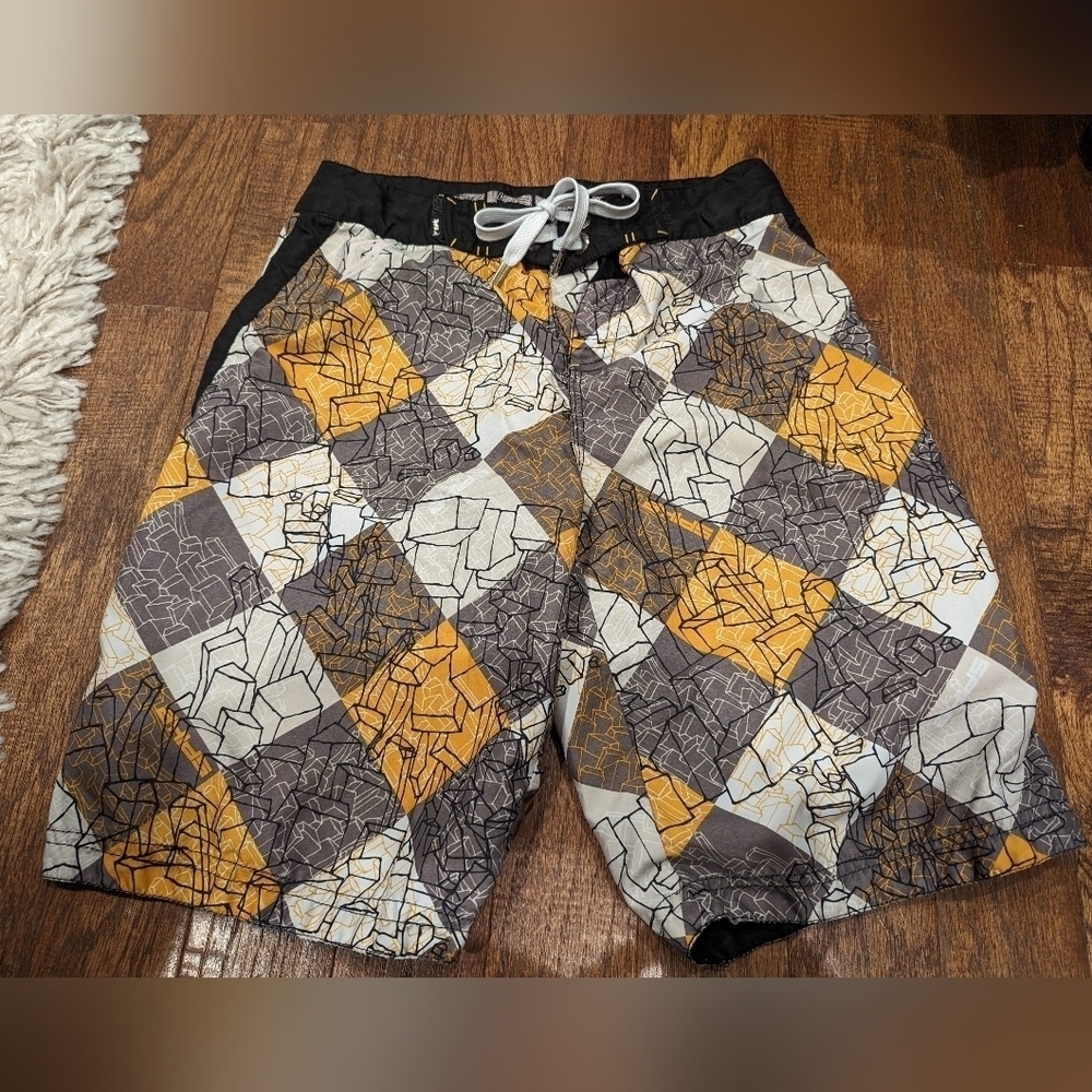 🍁 Radical Spike Board shorts, black and gold Size Large 12/14